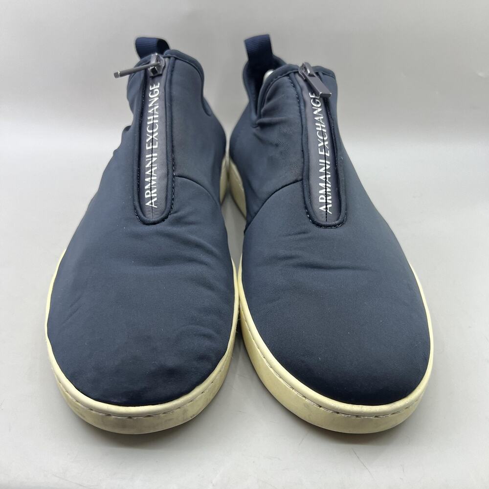 Armani Exchange Action Zip Up Sneakers Men Size 11 Blue Elastic Comfort Shoes - Picture 2 of 10